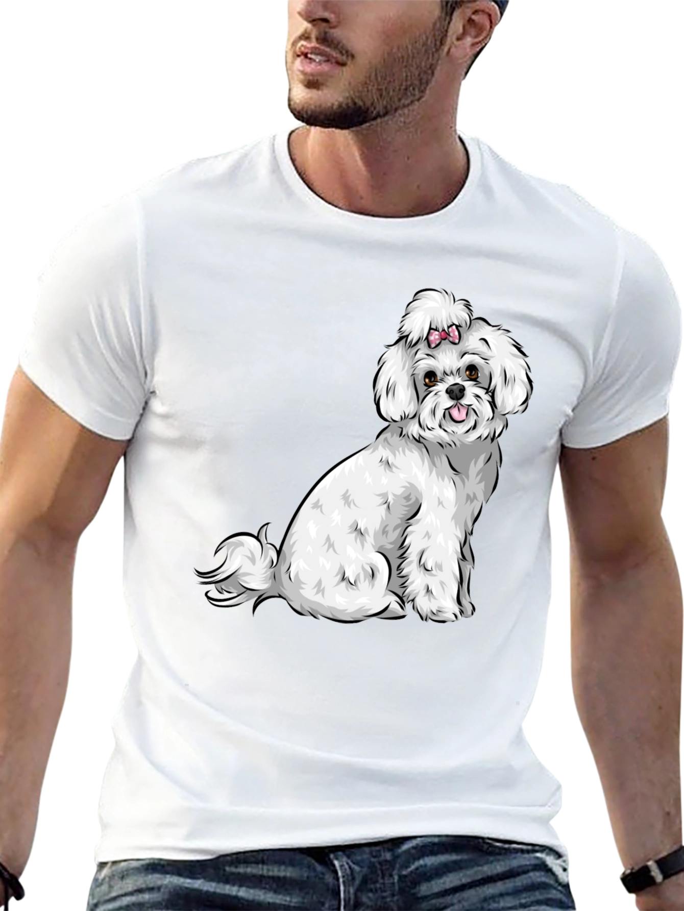 Cute Dog Graphic Tee - Black Cotton T-Shirt