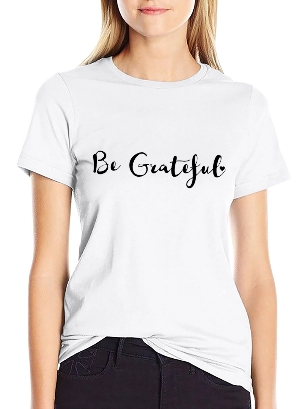 Be Grateful Black Tee - Inspirational Message Shirt