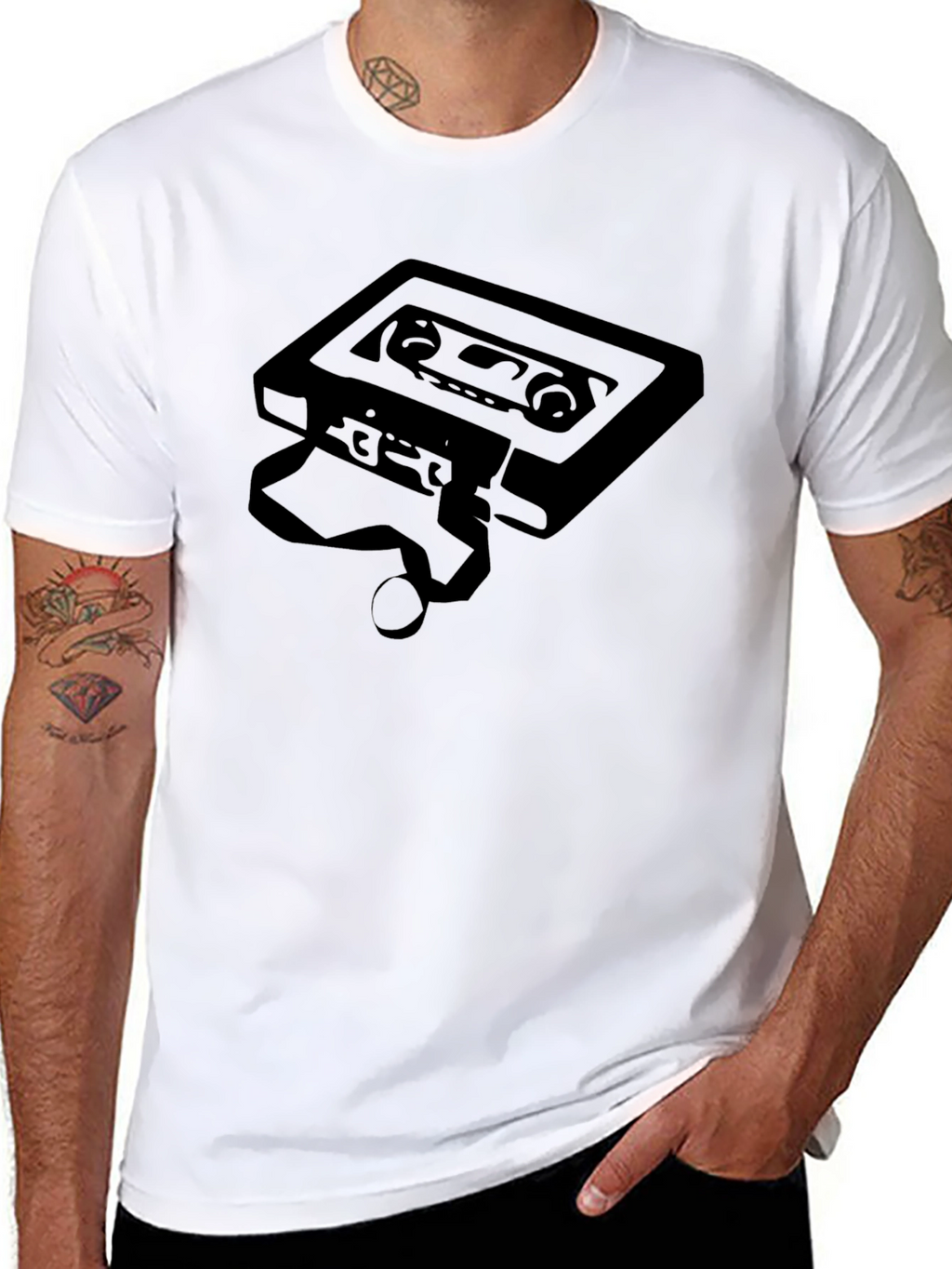 Retro Cassette Tape Graphic Tee - Black