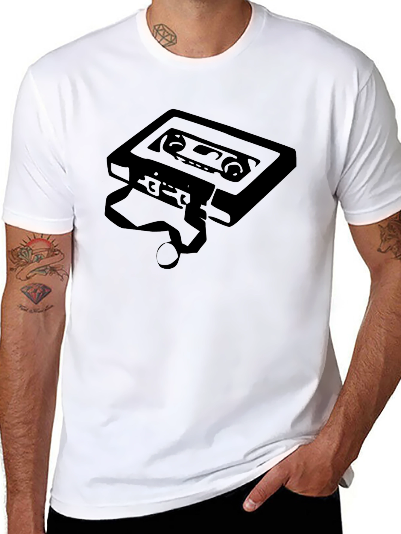 Retro Cassette Tape Graphic Tee - Black
