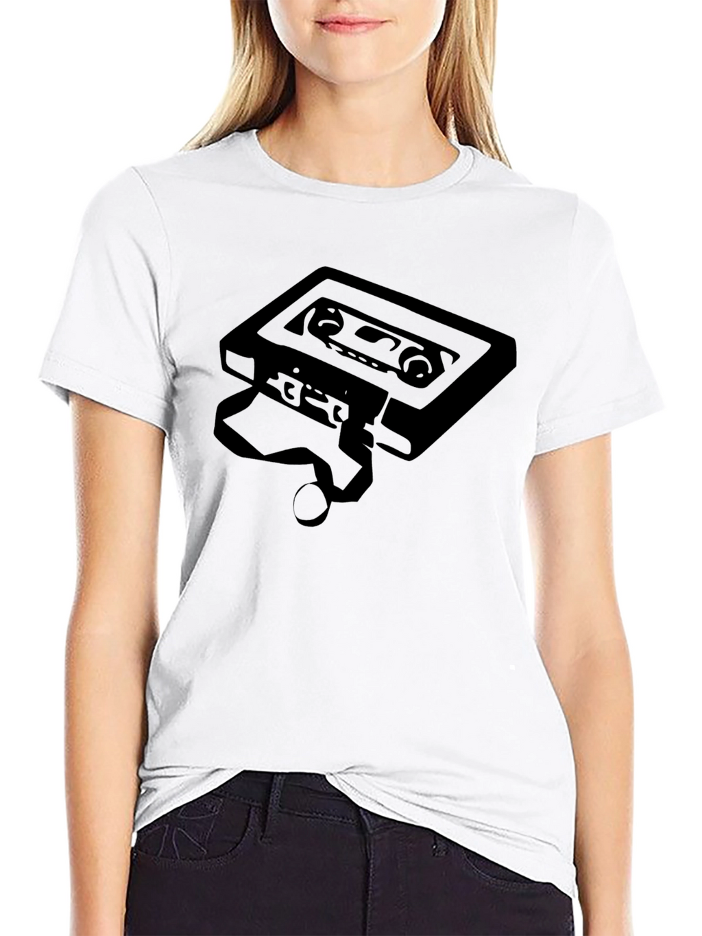 Retro Cassette Tape Graphic Tee - Black