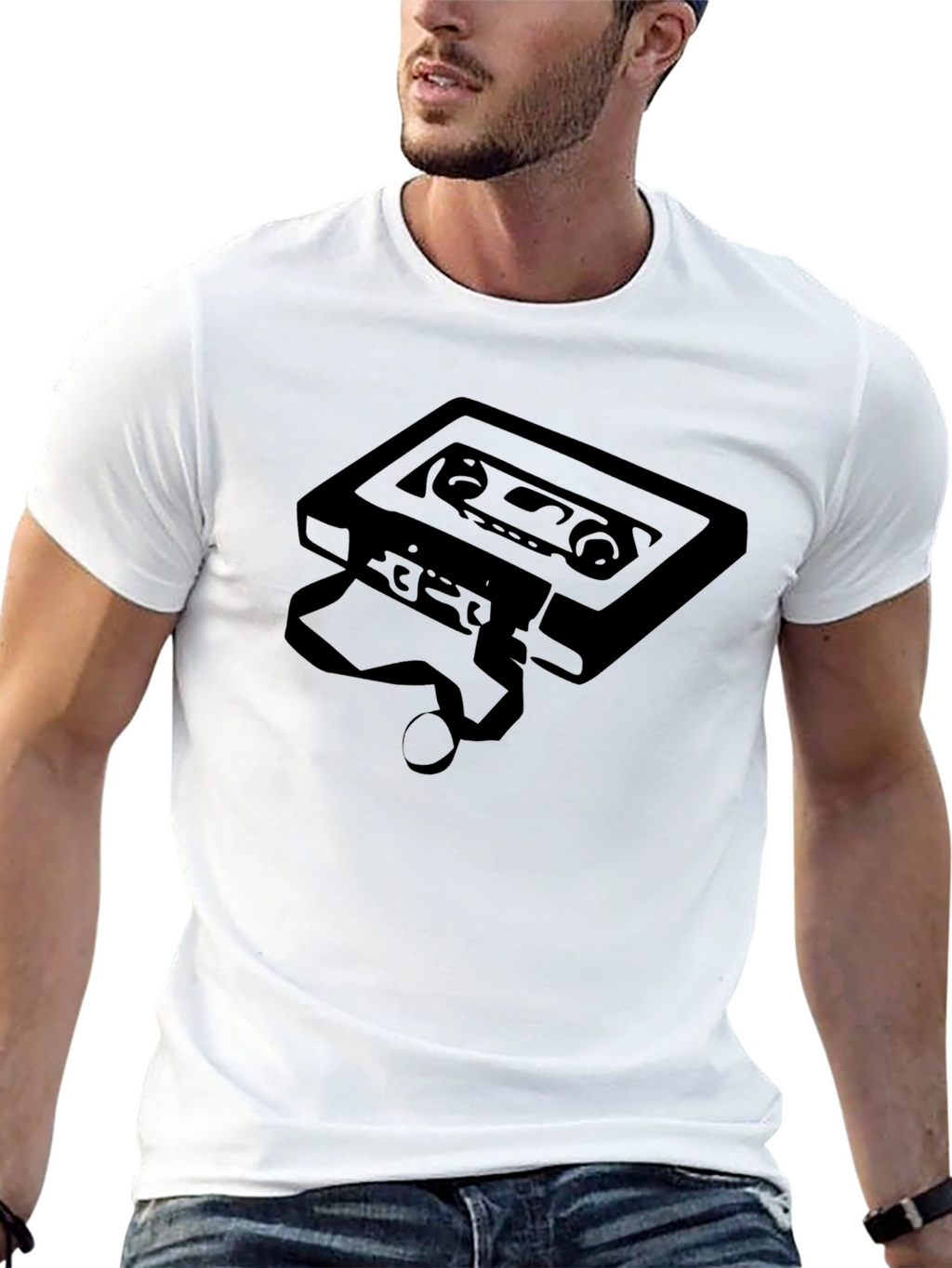 Retro Cassette Tape Graphic Tee - Black