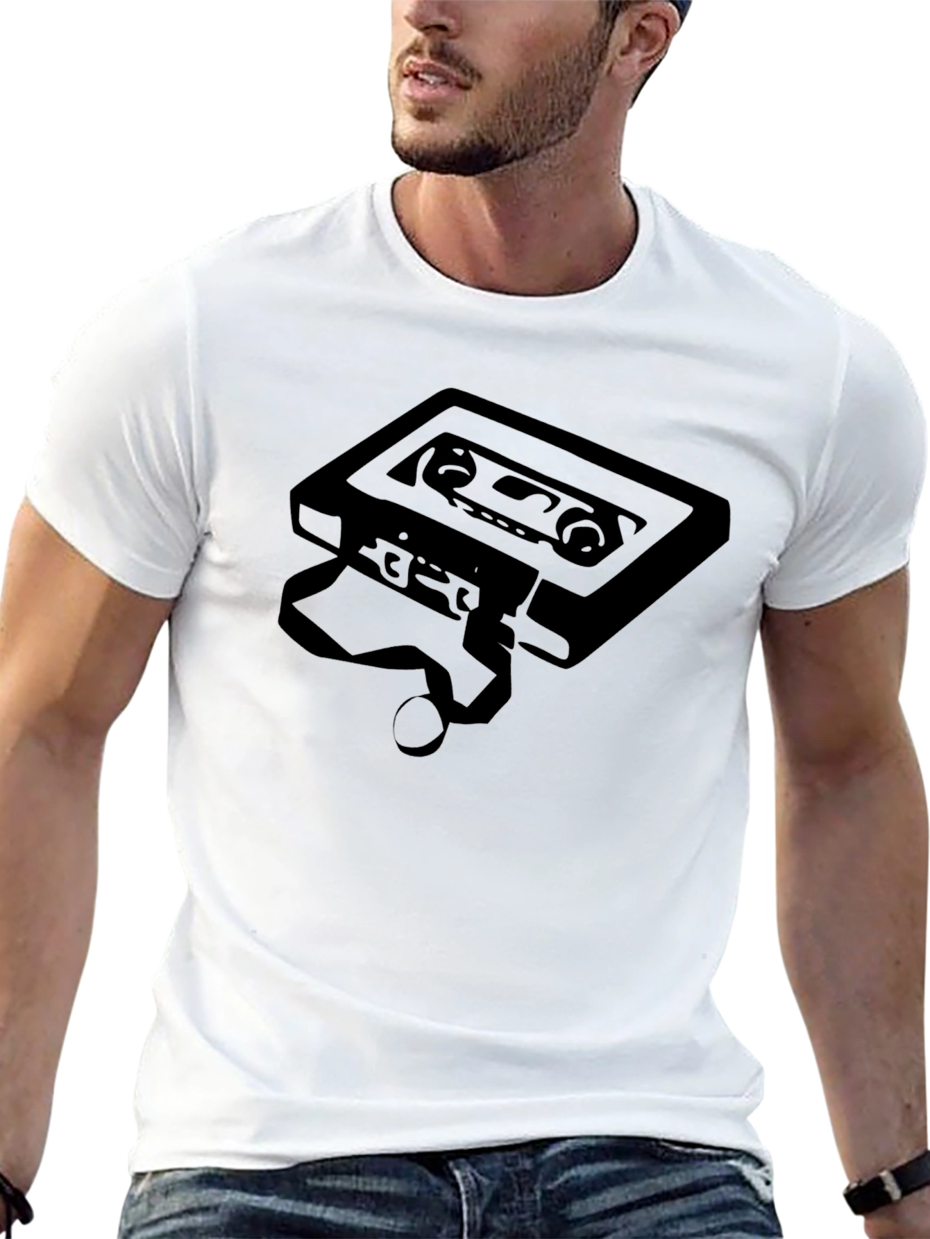 Retro Cassette Tape Graphic Tee - Black