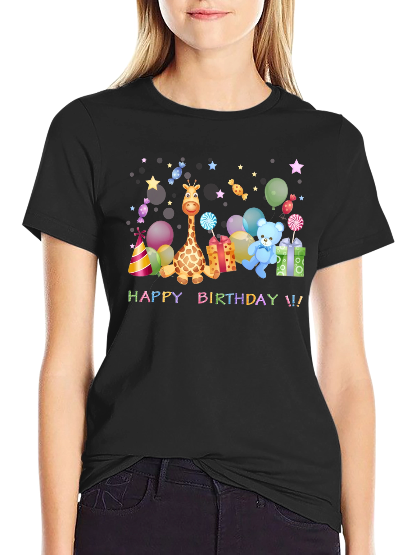 Happy Birthday Giraffe & Teddy Bear T-Shirt