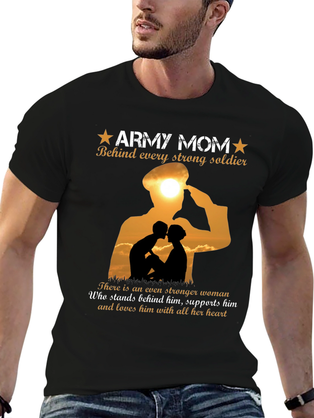 Army Mom T-Shirt - Strong Soldier Support