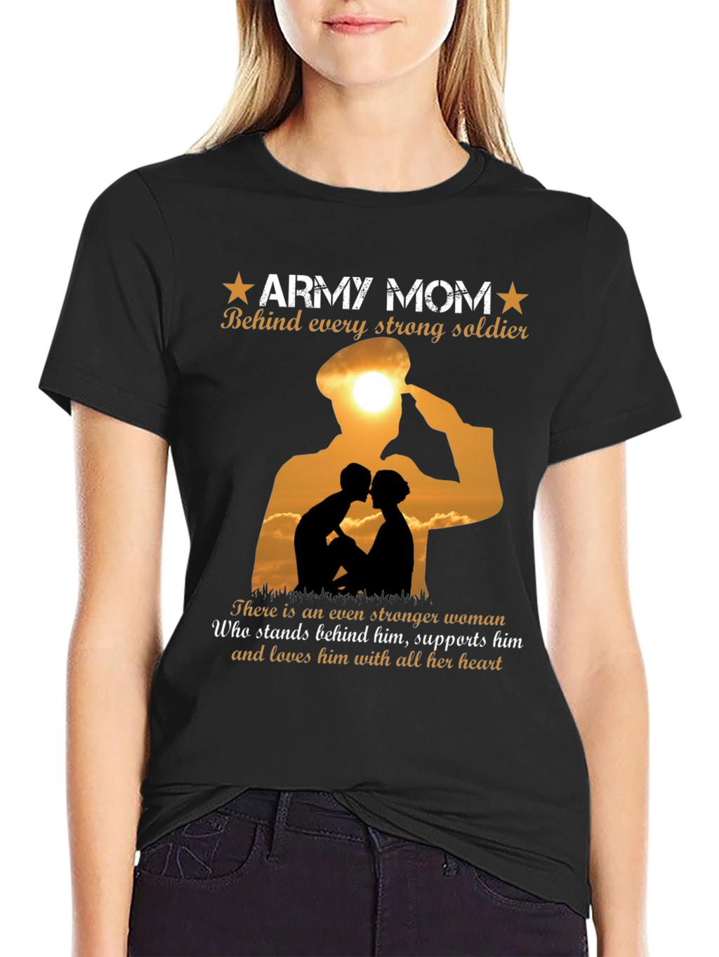 Army Mom T-Shirt - Strong Soldier Support