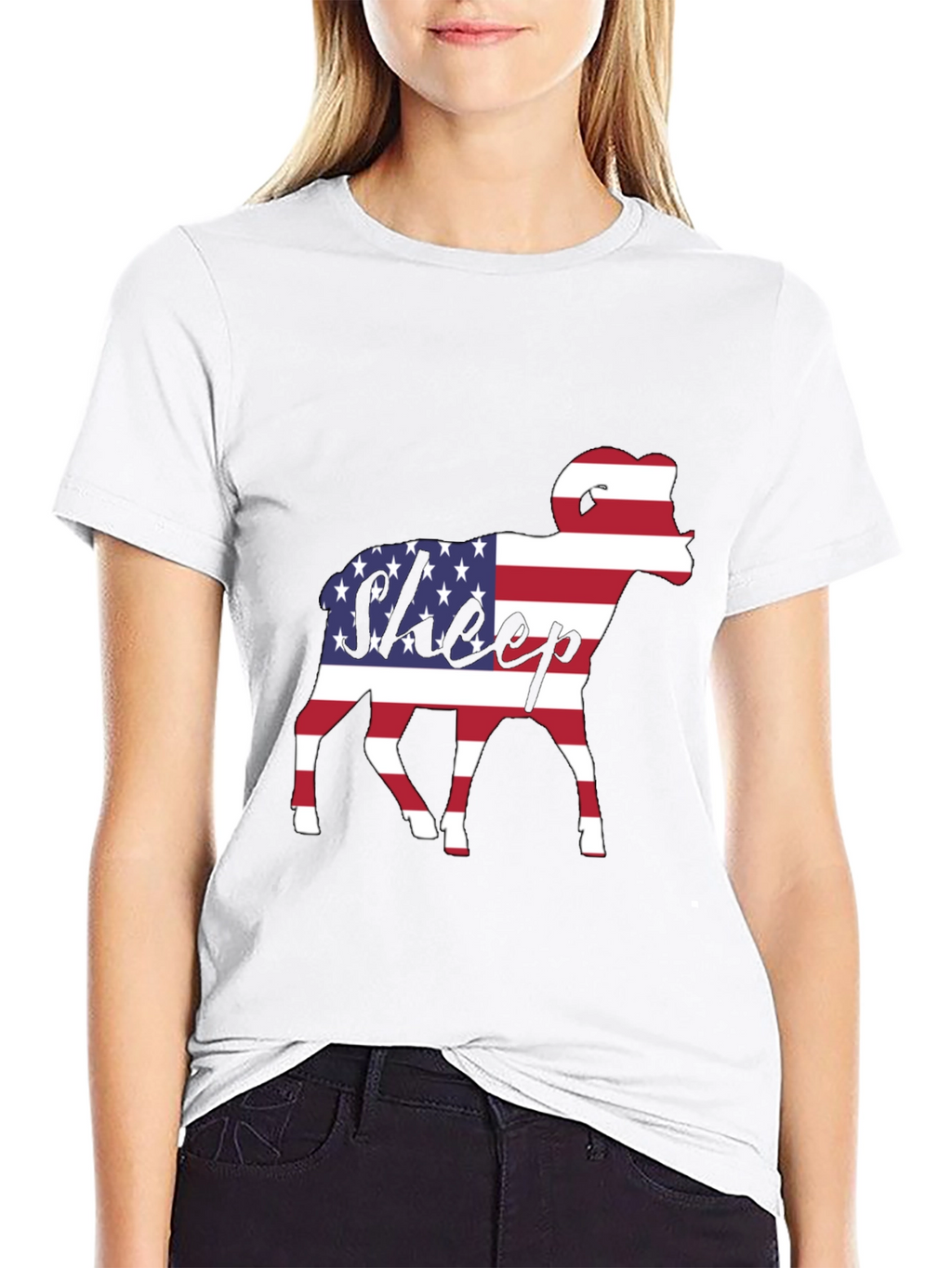 Patriotic Sheep T-Shirt - USA Flag Graphic Tee