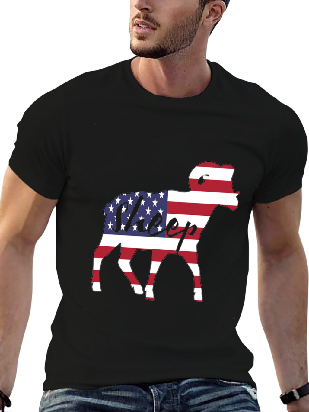 Patriotic Sheep T-Shirt - USA Flag Graphic Tee