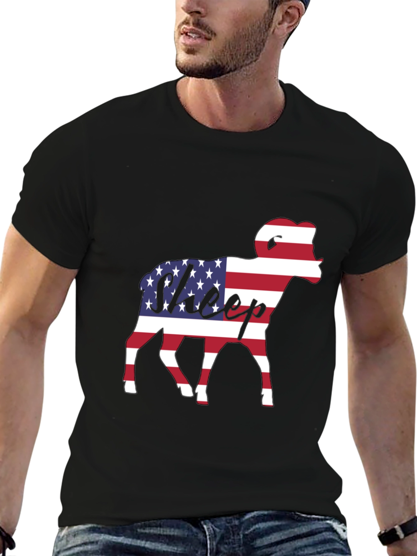 Patriotic Sheep T-Shirt - USA Flag Graphic Tee