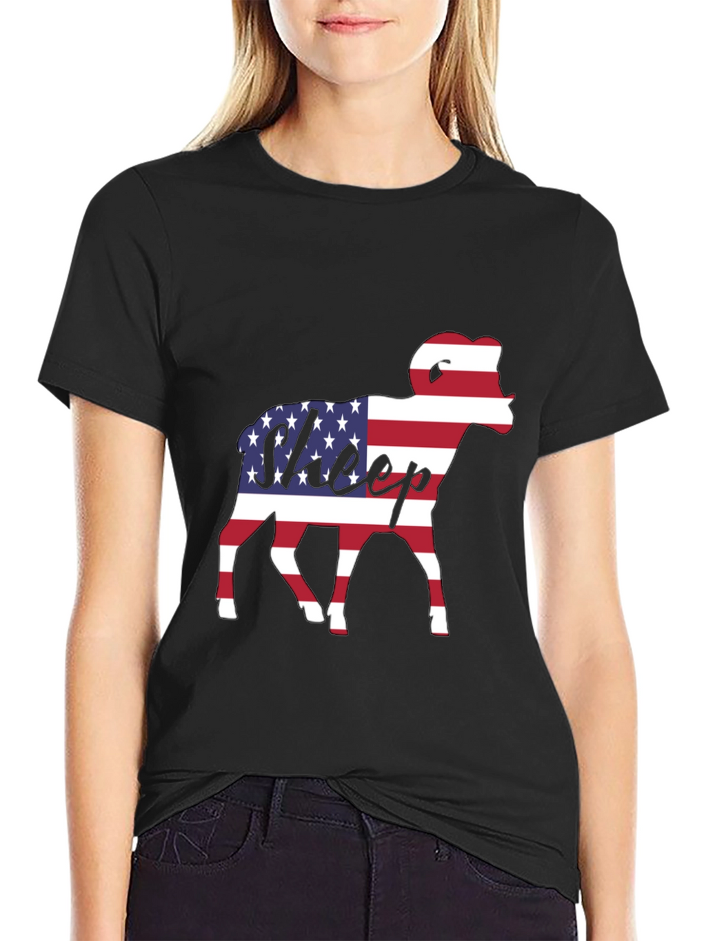 Patriotic Sheep T-Shirt - USA Flag Graphic Tee