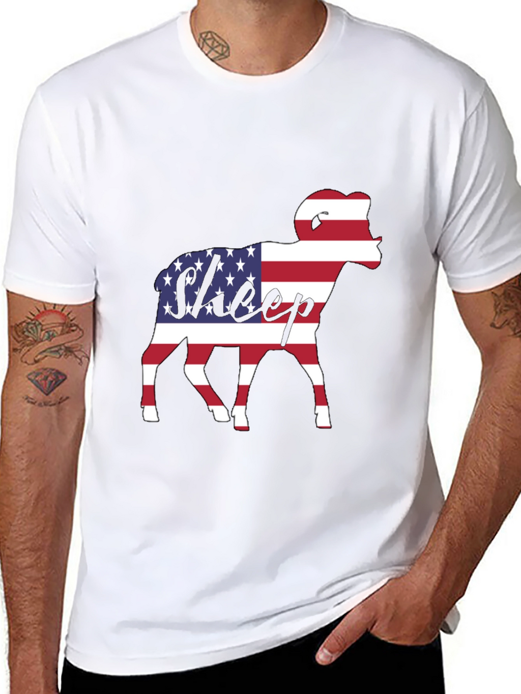 Patriotic Sheep T-Shirt - USA Flag Graphic Tee