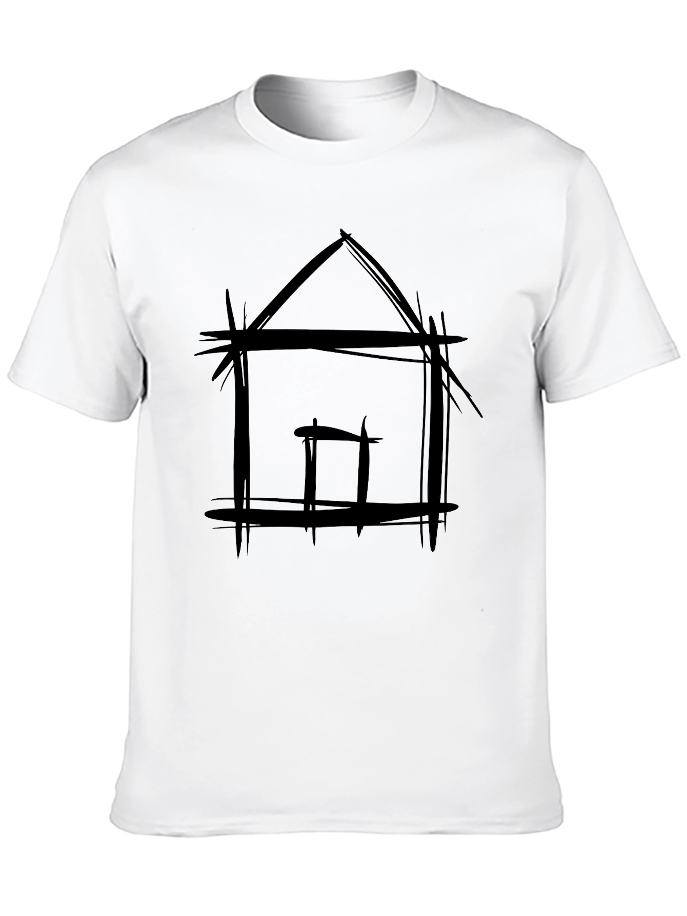 Abstract House Graphic Tee - Modern Casual T-Shirt