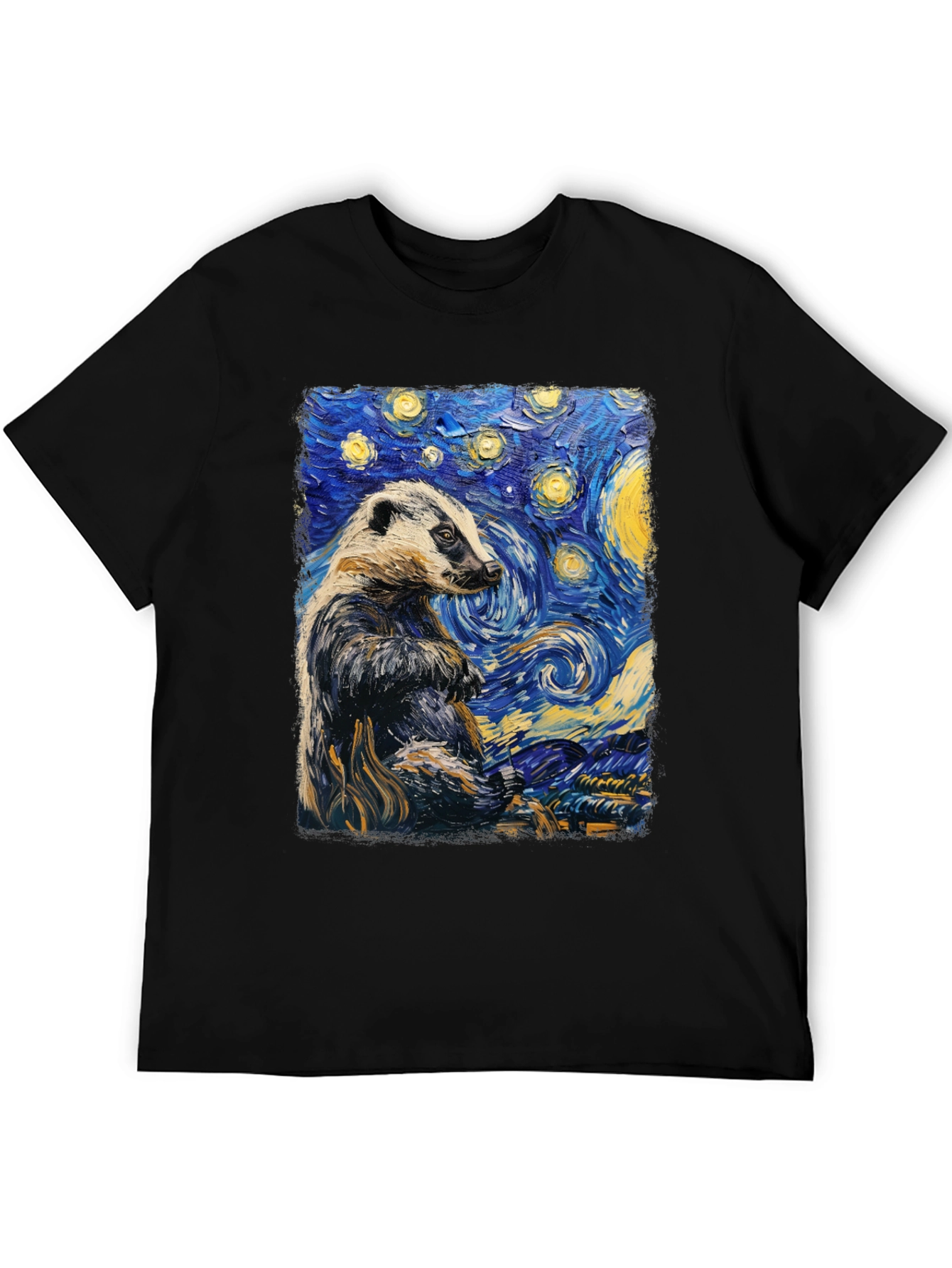 Starry Badger T-Shirt: Unique Artistic Design