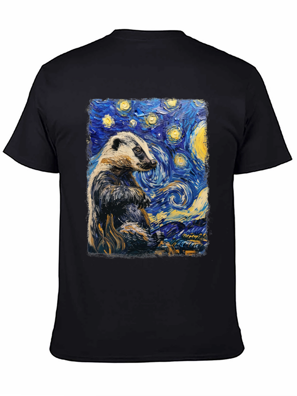 Starry Badger T-Shirt: Unique Artistic Design