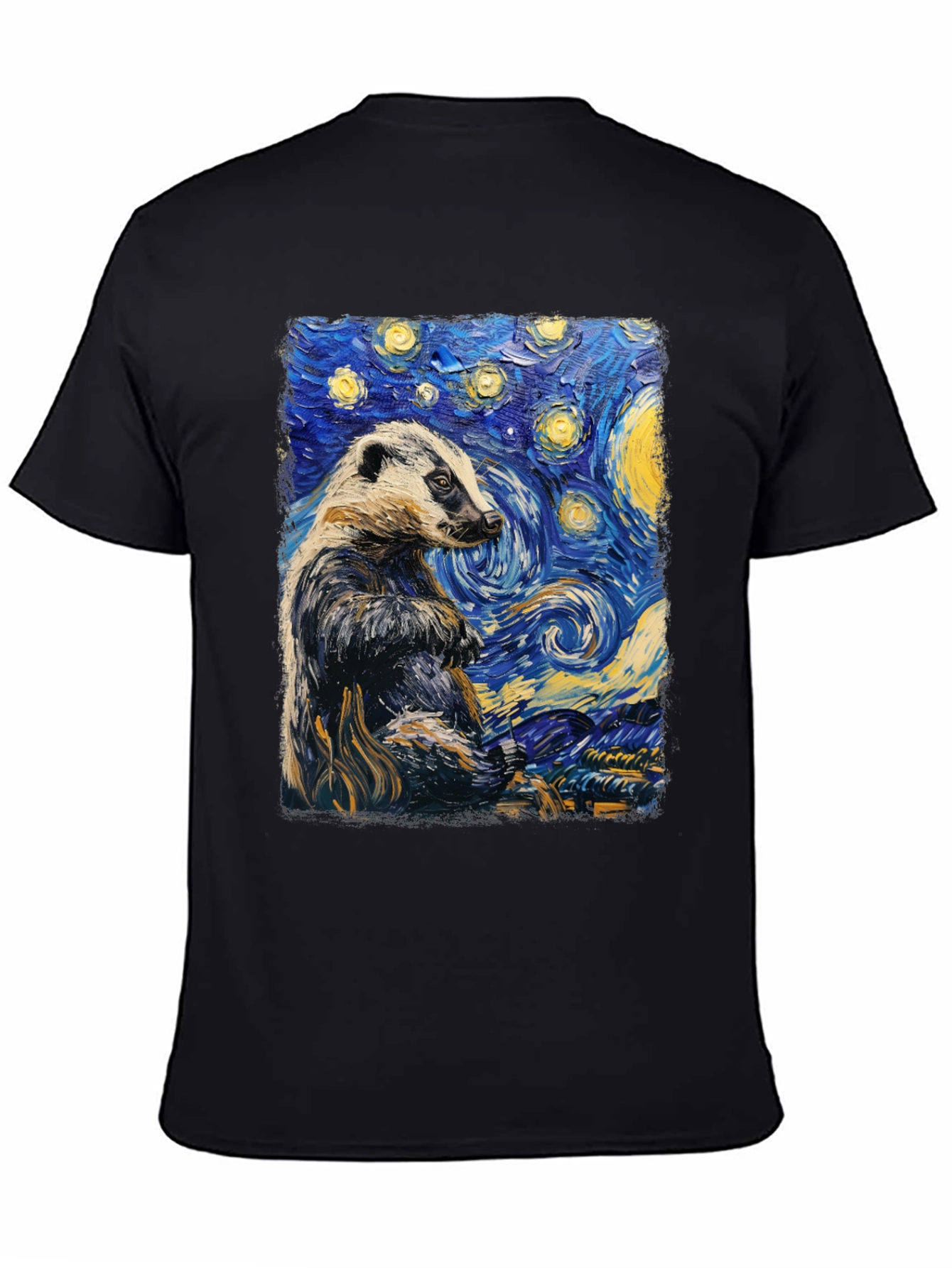 Starry Badger T-Shirt: Unique Artistic Design