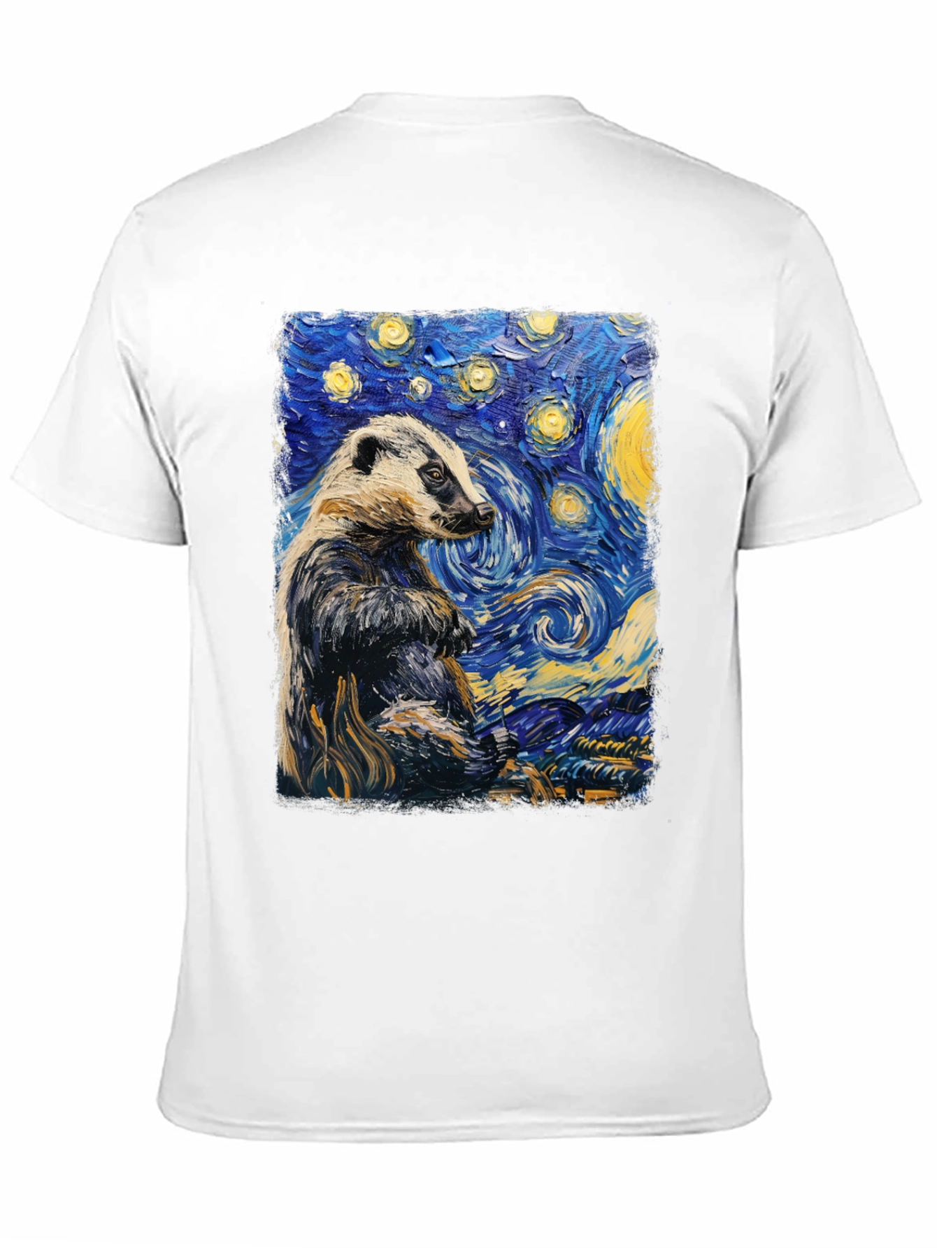 Starry Badger T-Shirt: Unique Artistic Design