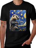 Starry Badger T-Shirt: Unique Artistic Design