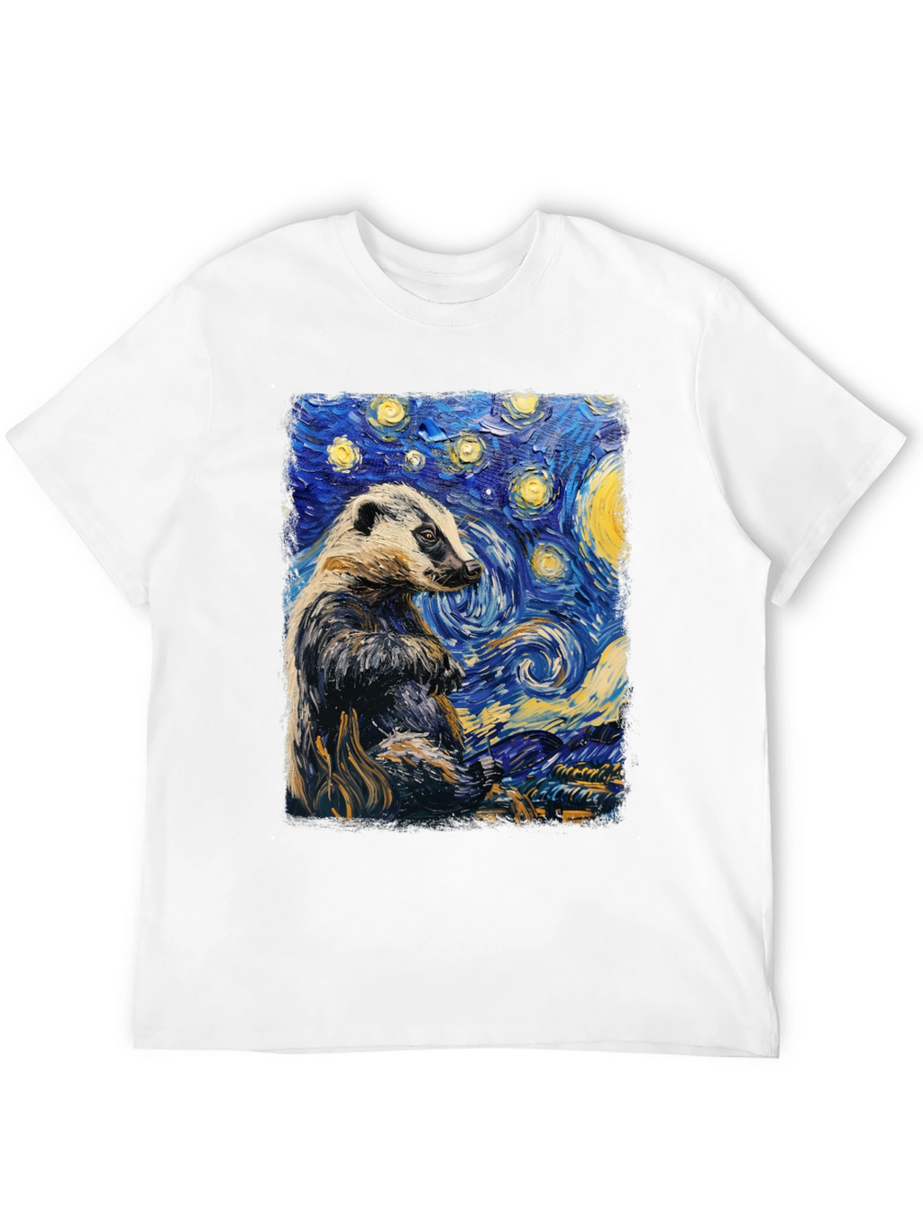 Starry Badger T-Shirt: Unique Artistic Design
