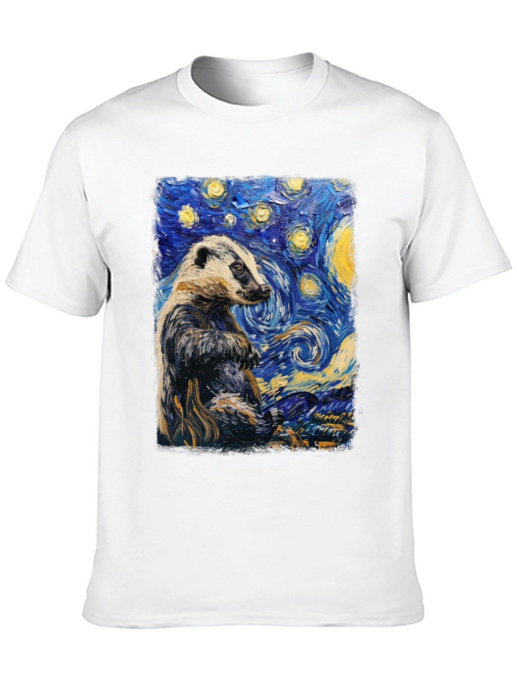 Starry Badger T-Shirt: Unique Artistic Design