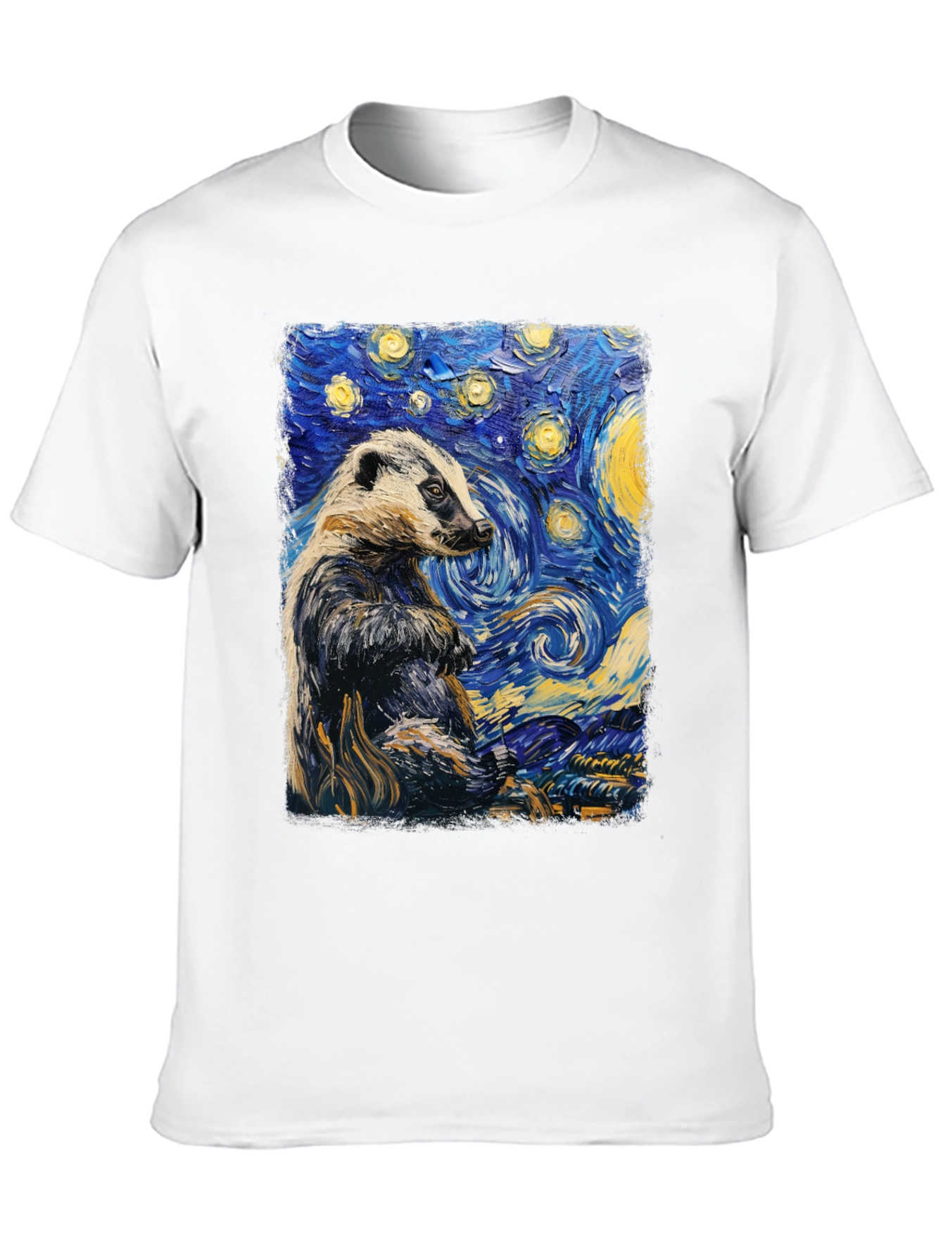 Starry Badger T-Shirt: Unique Artistic Design