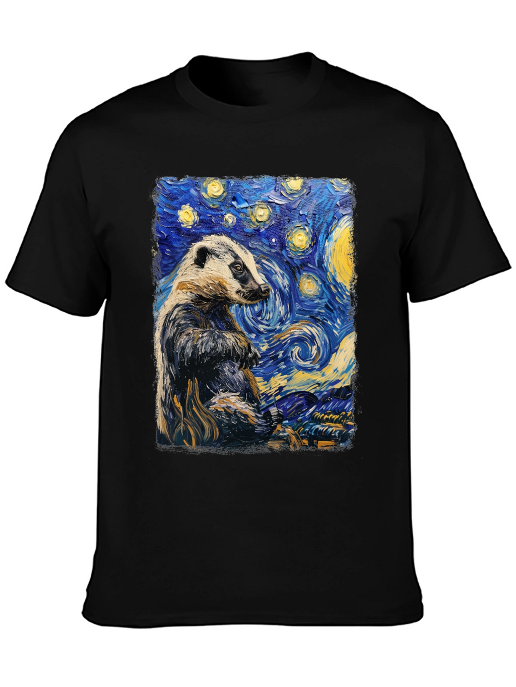 Starry Badger T-Shirt: Unique Artistic Design