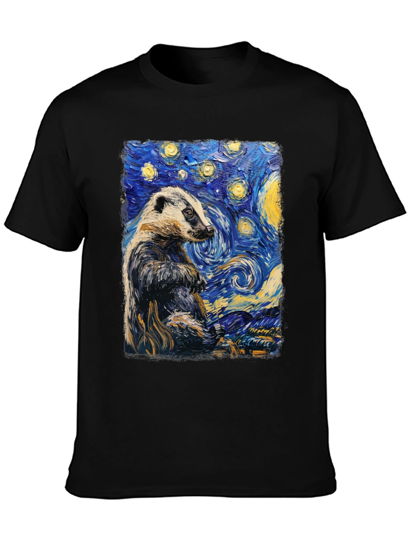 Starry Badger T-Shirt: Unique Artistic Design