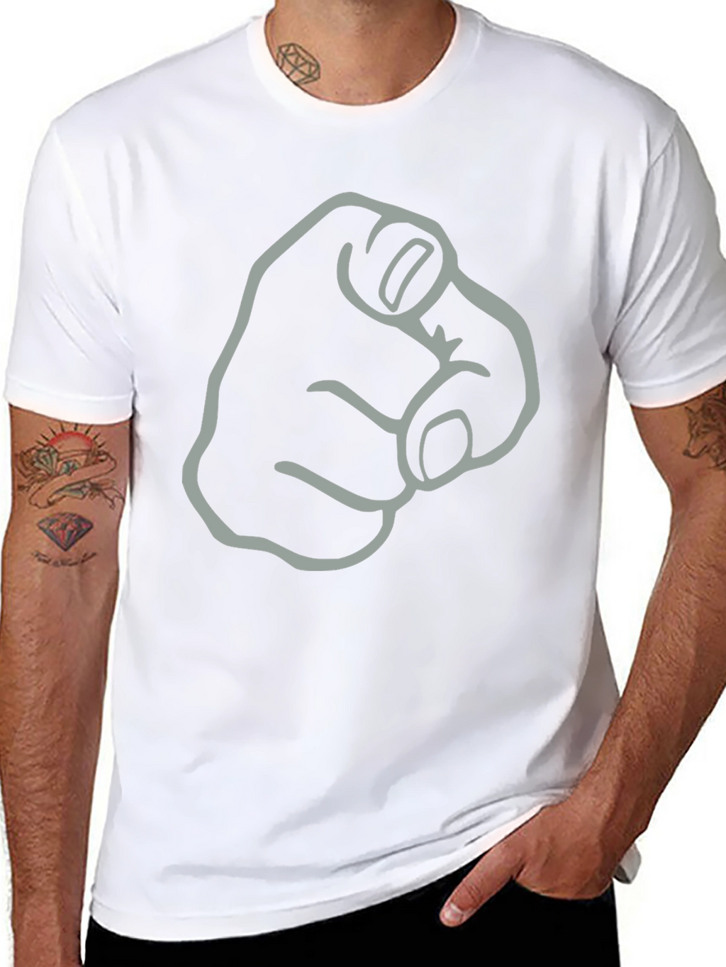 Pointing Finger Graphic T-Shirt - Black Cotton Tee