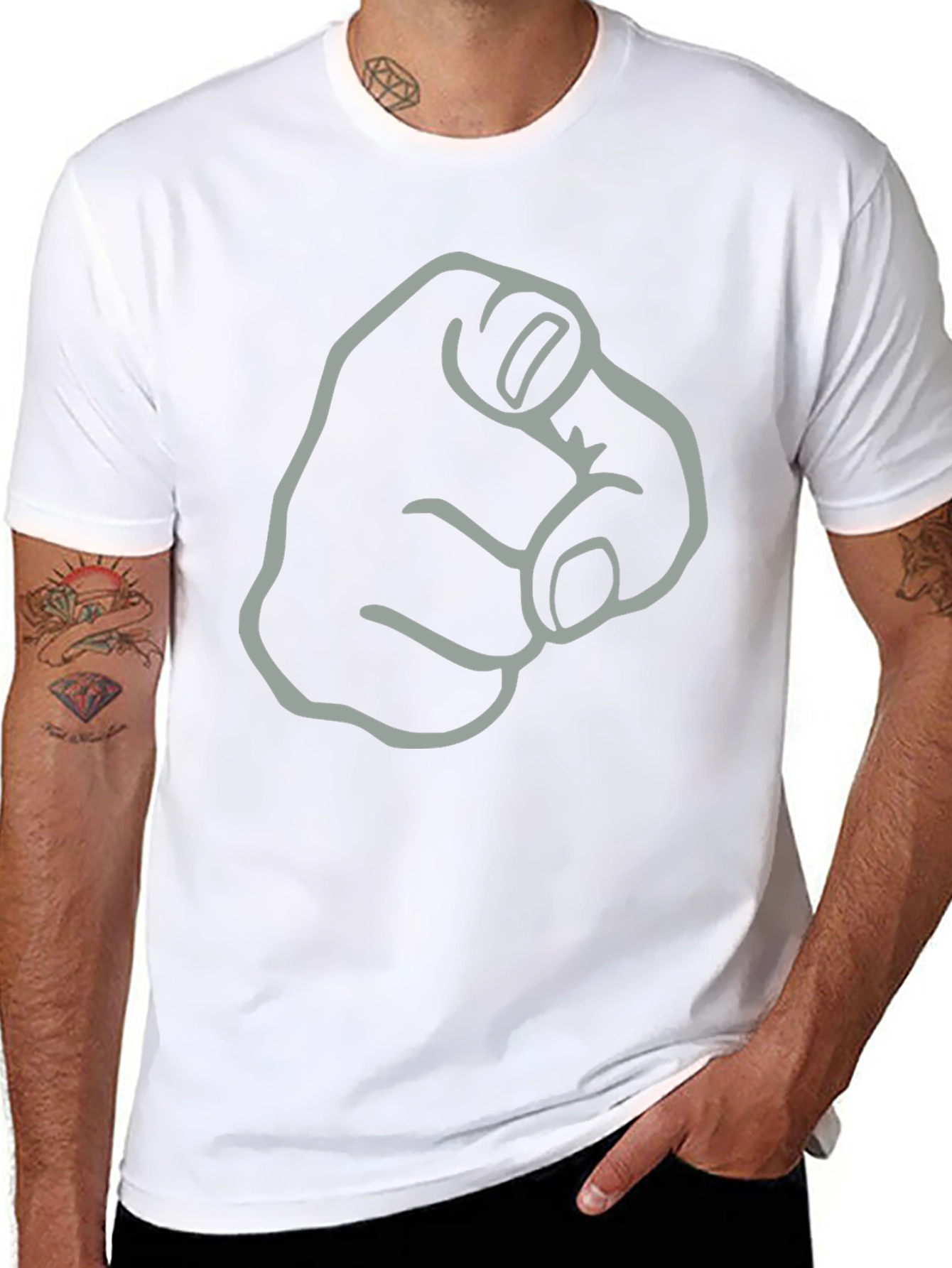Pointing Finger Graphic T-Shirt - Black Cotton Tee