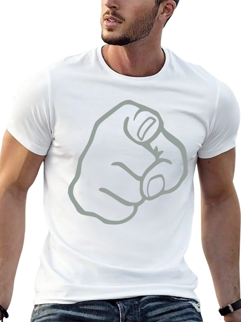 Pointing Finger Graphic T-Shirt - Black Cotton Tee