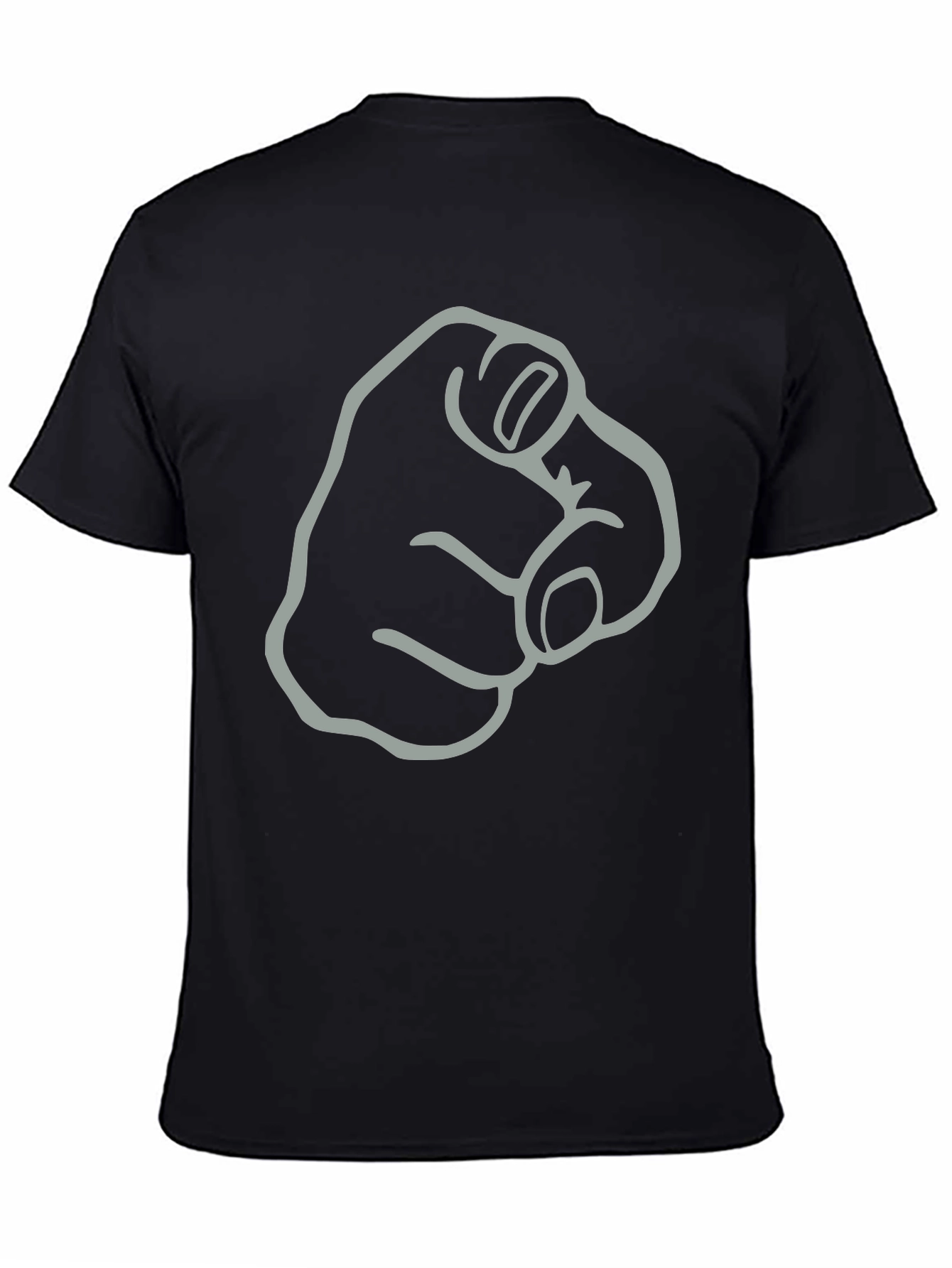 Pointing Finger Graphic T-Shirt - Black Cotton Tee