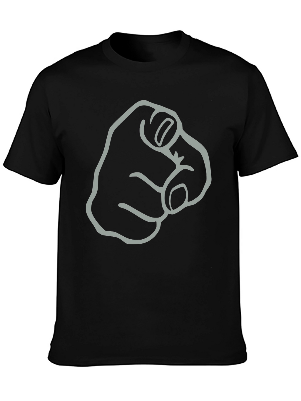 Pointing Finger Graphic T-Shirt - Black Cotton Tee