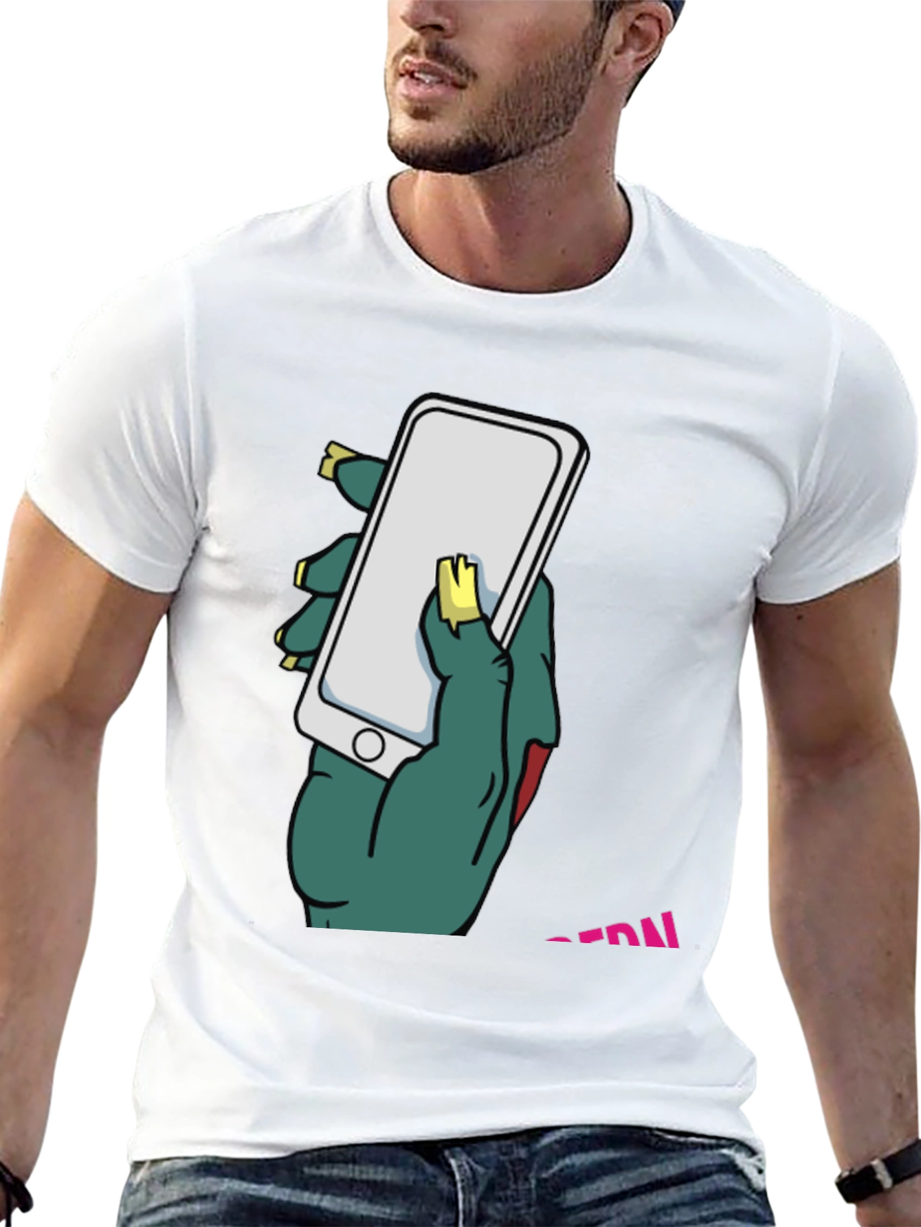 Zombie Hand Holding Phone Graphic T-Shirt