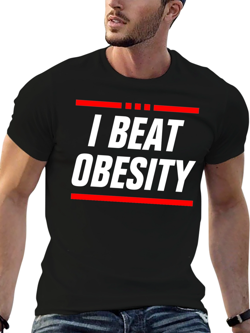 I Beat Obesity Graphic T-Shirt