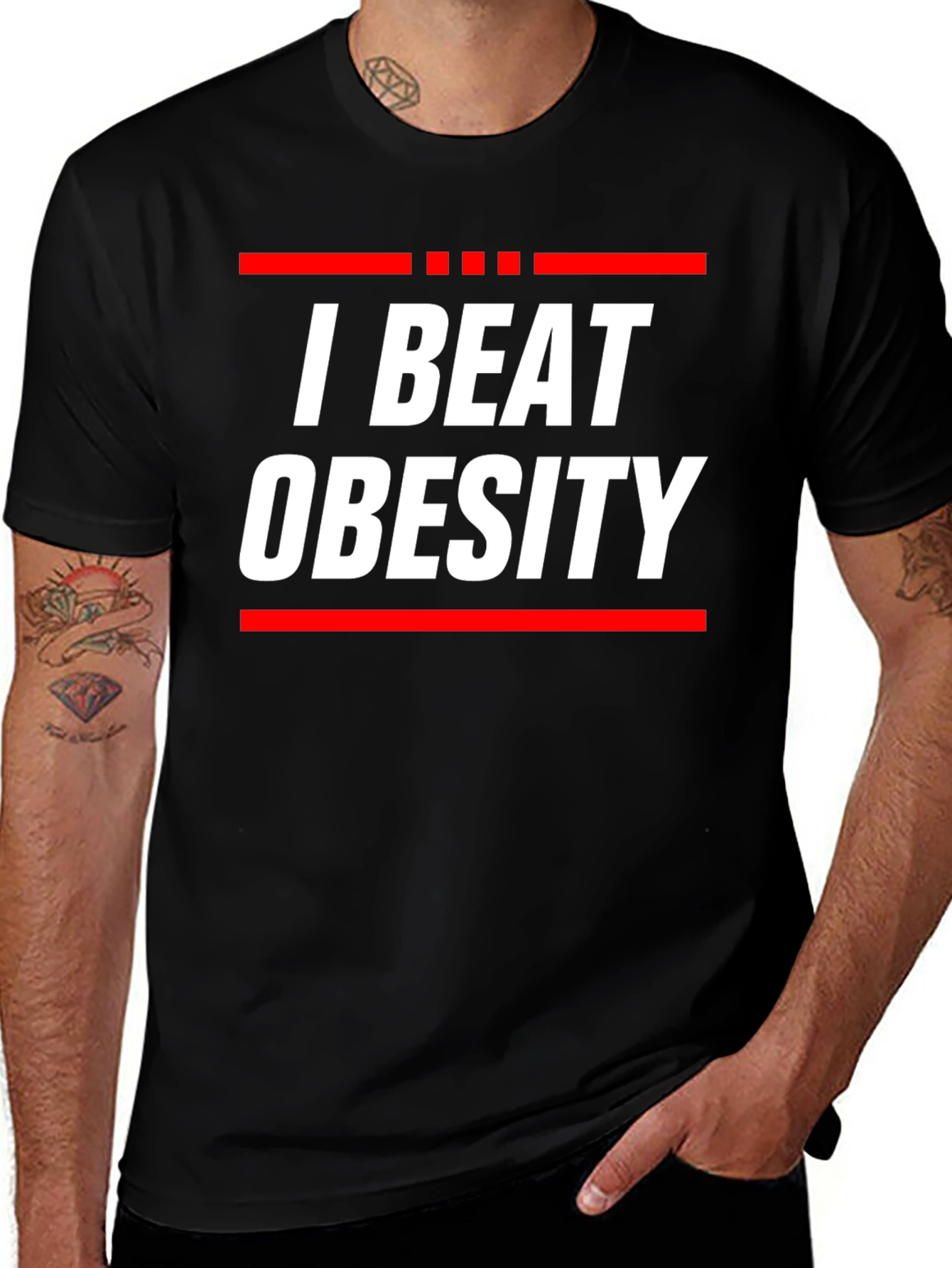 I Beat Obesity Graphic T-Shirt