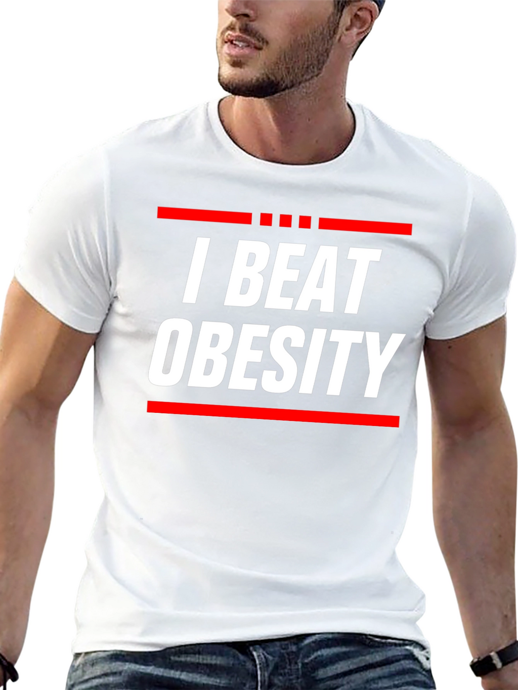 I Beat Obesity Graphic T-Shirt