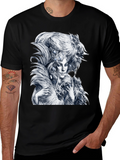 Feathered Woman Graphic Tee - Stylish Black T-Shirt