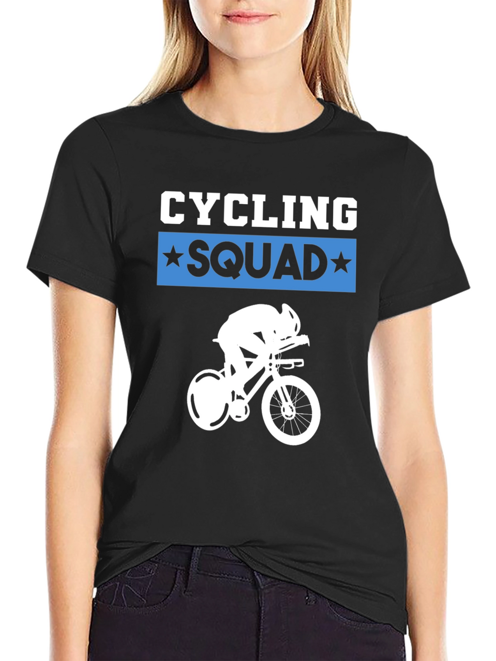 Cycling Squad Graphic Tee - Black Cotton T-Shirt