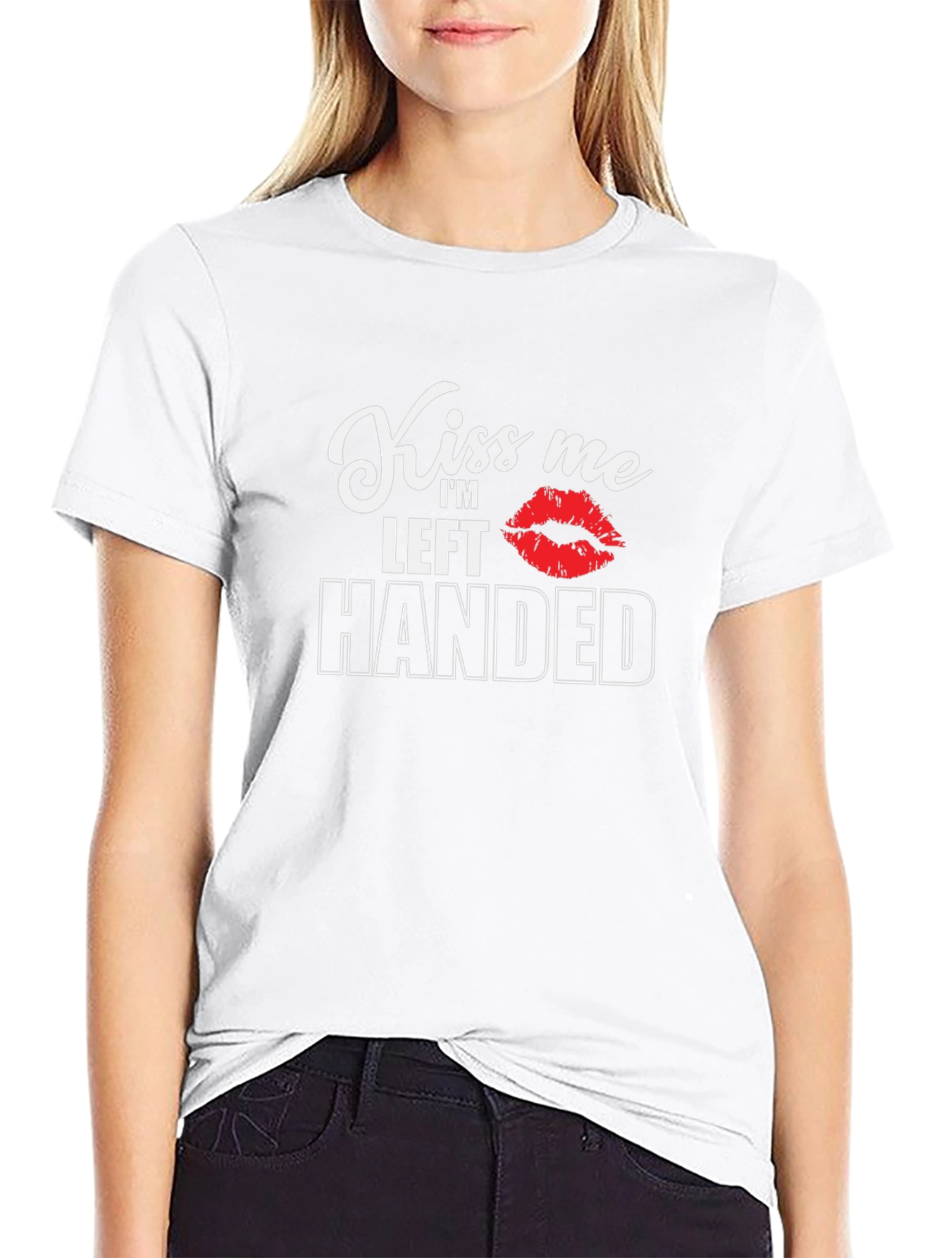 Kiss Me Im Left Handed Black T-Shirt