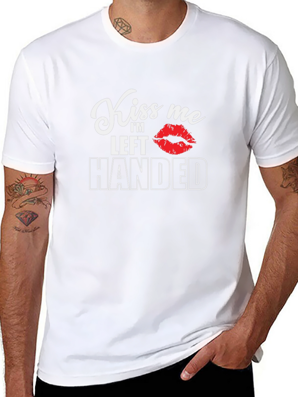 Kiss Me Im Left Handed Black T-Shirt