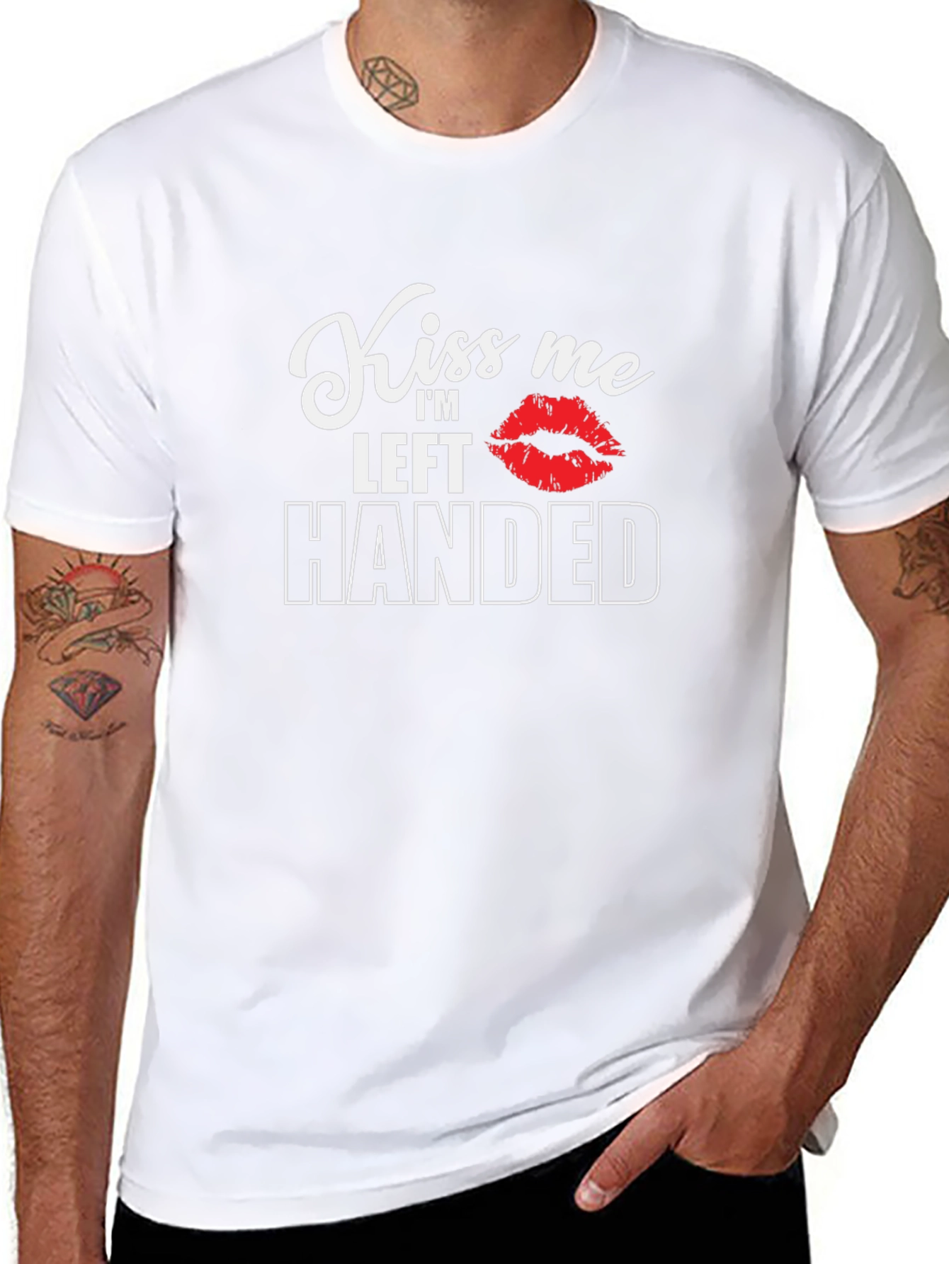 Kiss Me Im Left Handed Black T-Shirt