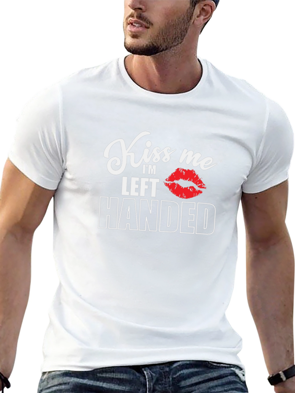 Kiss Me Im Left Handed Black T-Shirt