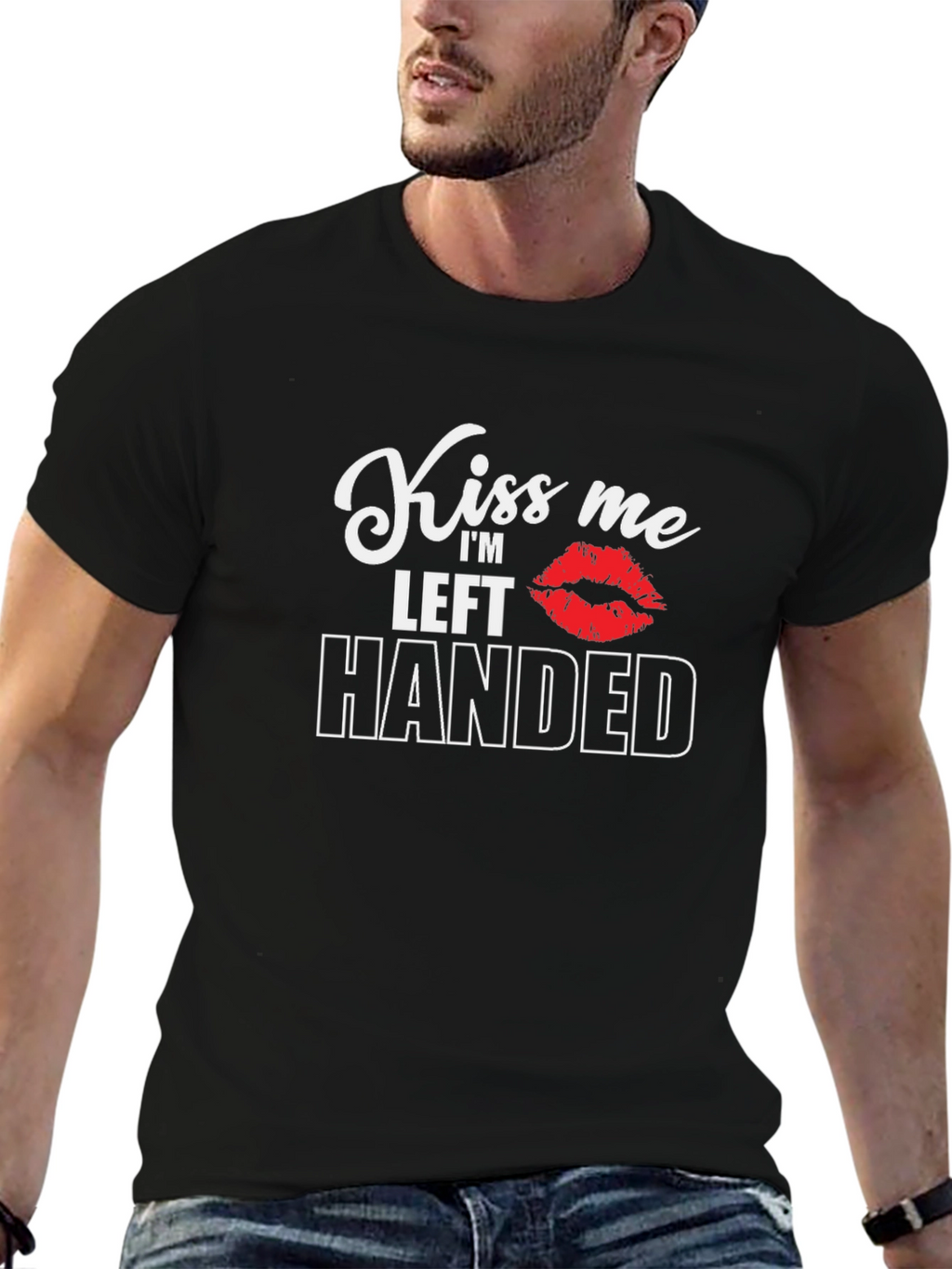 Kiss Me Im Left Handed Black T-Shirt