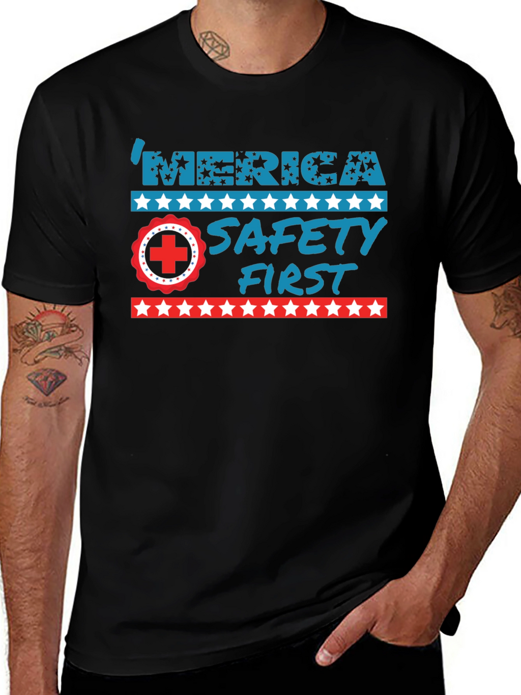 Patriotic Safety First Graphic T-Shirt