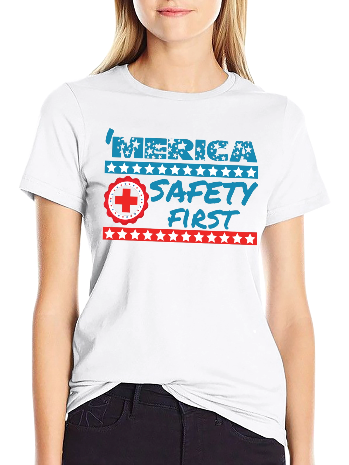 Patriotic Safety First Graphic T-Shirt
