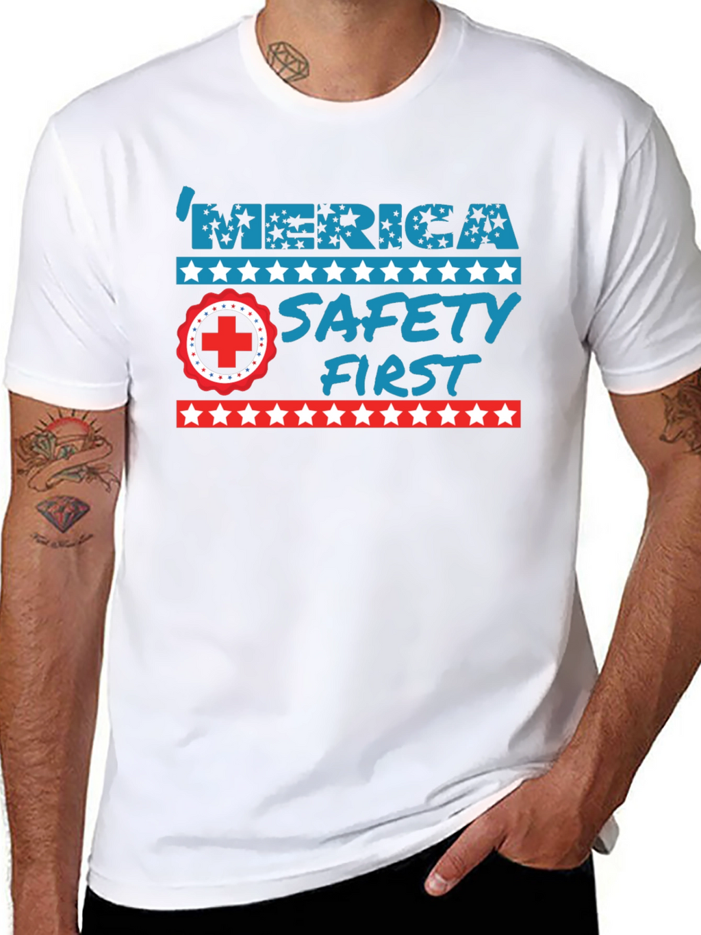 Patriotic Safety First Graphic T-Shirt