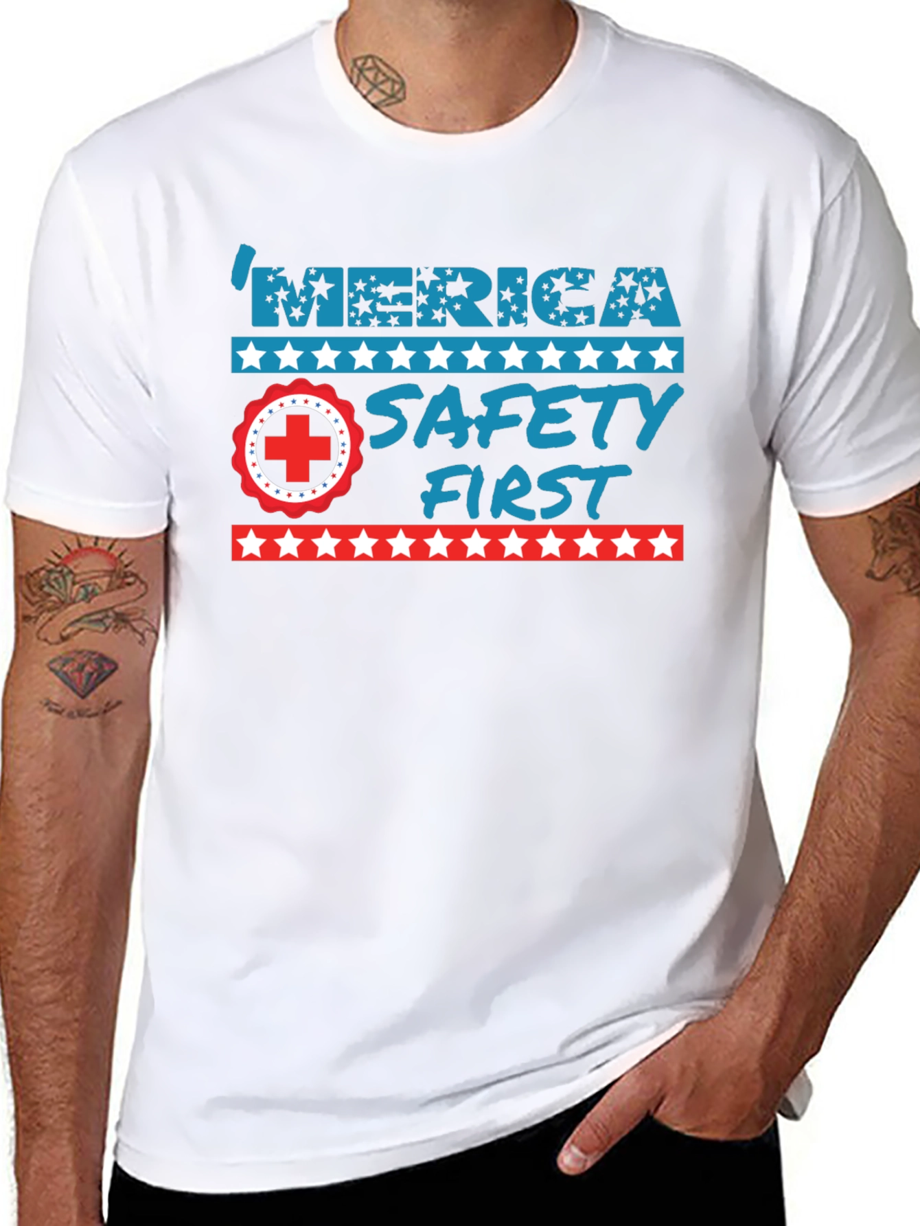 Patriotic Safety First Graphic T-Shirt