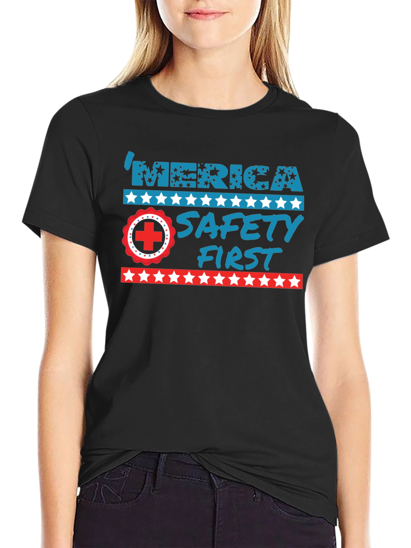 Patriotic Safety First Graphic T-Shirt