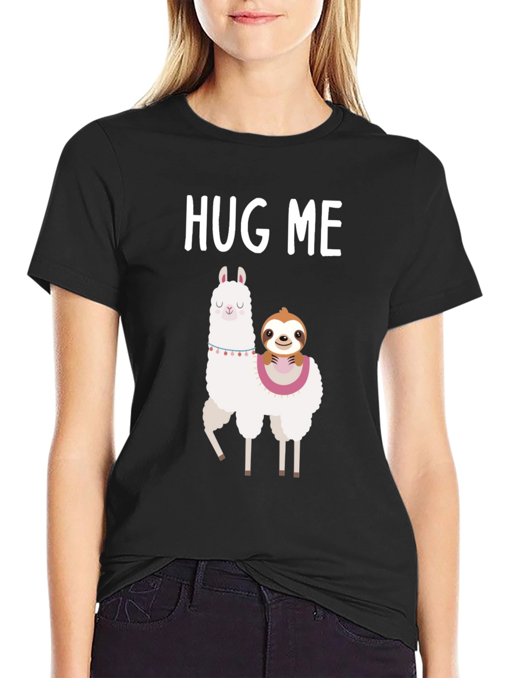 Hug Me Llama and Sloth Graphic Tee