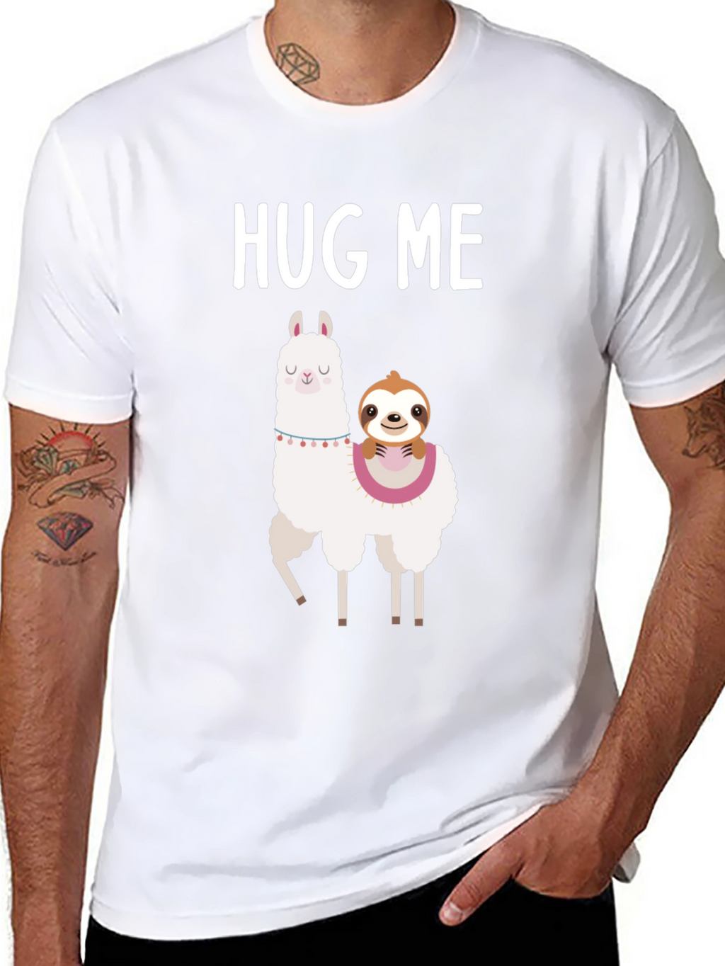 Hug Me Llama and Sloth Graphic Tee