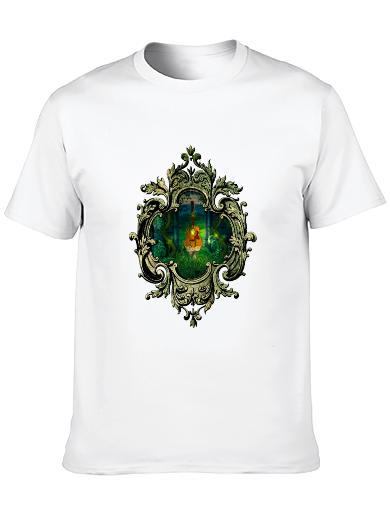 Ornate Guitar in Forest T-Shirt